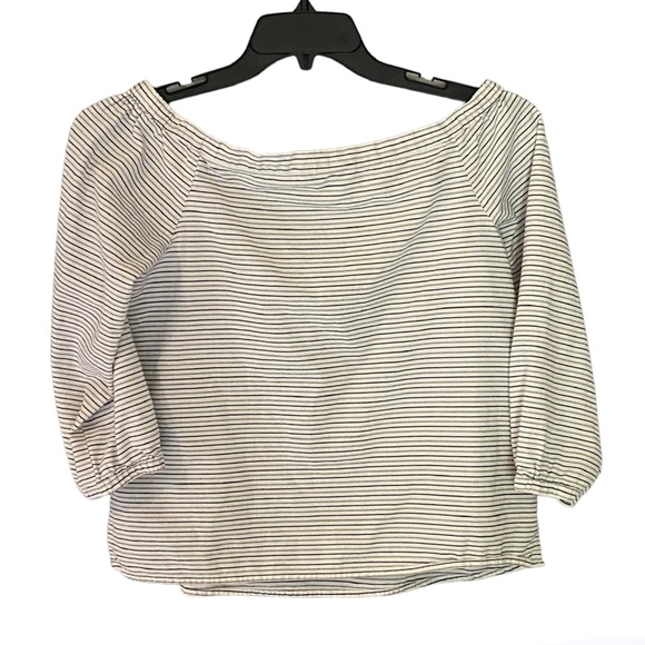 Madewell Jardin Off Shoulder Striped Beige/Tan Size Small - Picture 9 of 16